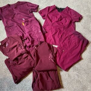 Women’s Wine Color Scrubs (4 sets)